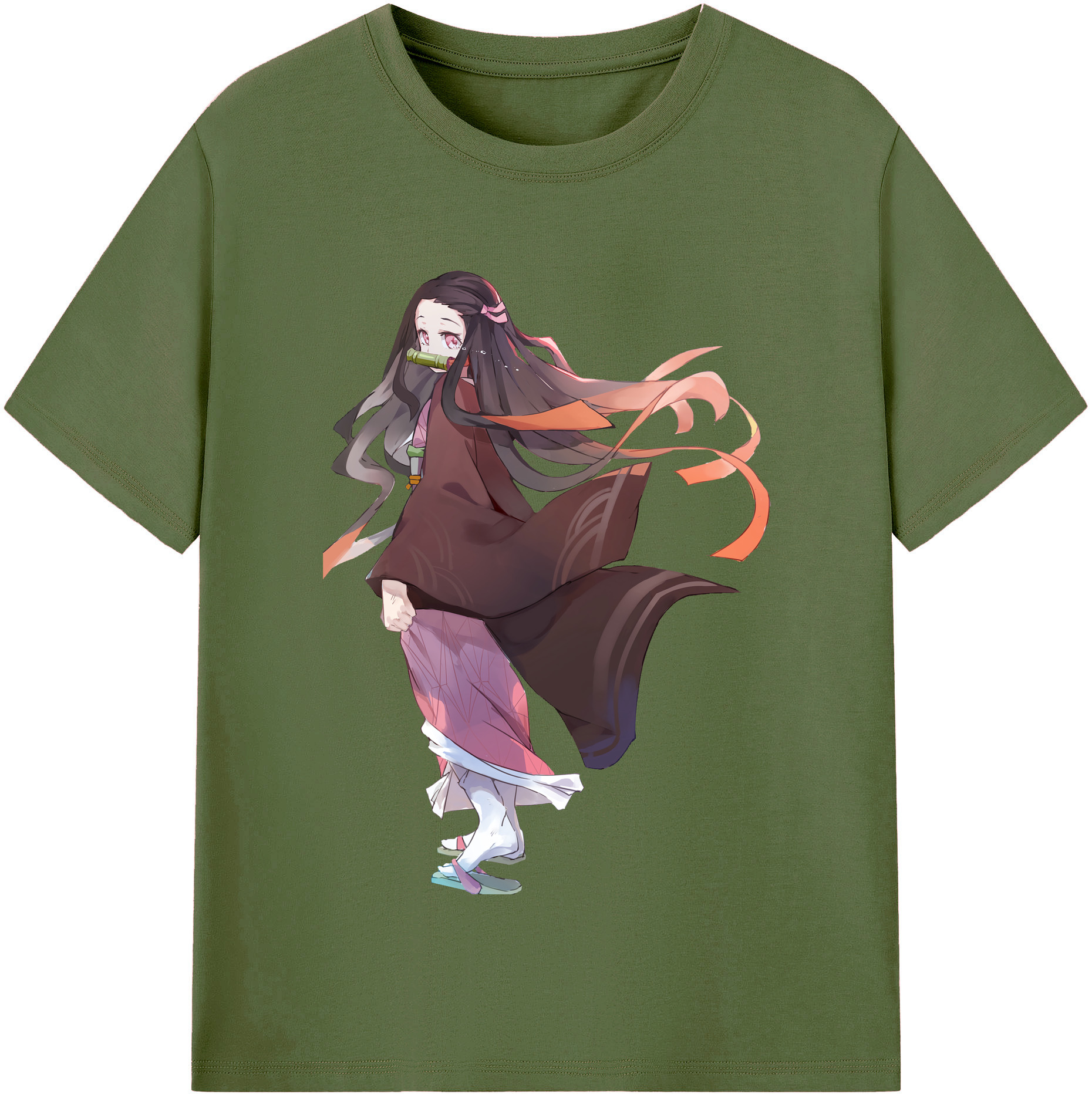 （画像用） 鬼滅の刃（きめつのやいば）竈門 禰󠄀豆子／かまど ねずこ Kamado Nezuko 綿100％半袖Tシャツ（フロントプリント）